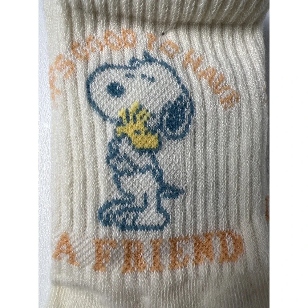 NEW Peanuts Snoopy Mid Crew Socks Kids unisex 9-11 2-Pack Woodstock Comfy